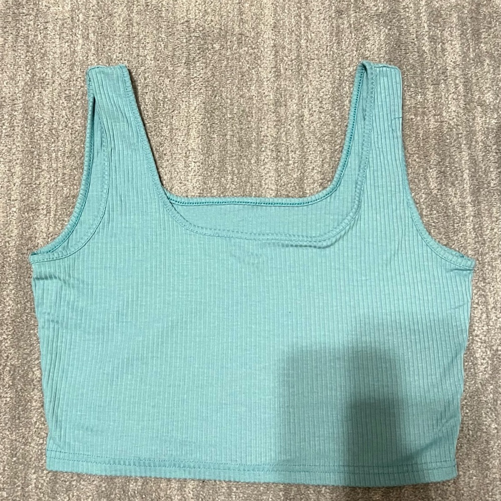 SHEIN Teal Ribbed Crop Top